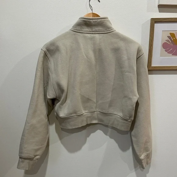 TNA Beige Half-Zip Cropped Sweatshirt Size M - Picture 7 of 8